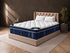 Puffy Legacy Hybrid Mattress on a bed frame, side angle view